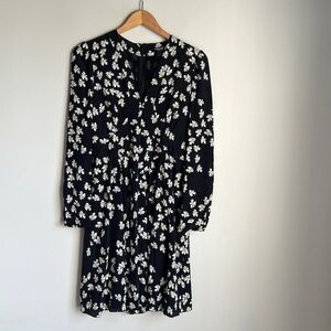 Derek Lam silk Floral Print V-Neck Long Sleeve Mini Dress Size 4